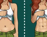 Przed i po: ilustracja pokazuje transformację brzucha, od zaokrąglonego do wyrzeźbionego. Dowiedz się, jak schudnąć z brzucha!