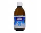 Butelka z płynem do płukania jamy ustnej, zawierającym srebro koloidalne do picia. Produkt oznaczony jako "SREBRO Ag 250".