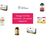 Różne suplementy diety z kwasami omega 3-6-9, w tym OMEGA-Vitum, OstroVit, Swanson i Walmark.
