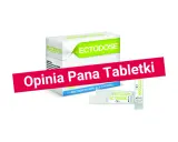 Opakowanie i ampułki Ectodose z ektoiną. Pan Tabletki poleca ten produkt.