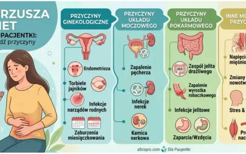 Ból jajnika przed okresem? Infekcje, torbiele, zaburzenia cyklu - grafika pokazuje przyczyny bólu podbrzusza u kobiet i kiedy iść do lekarza.