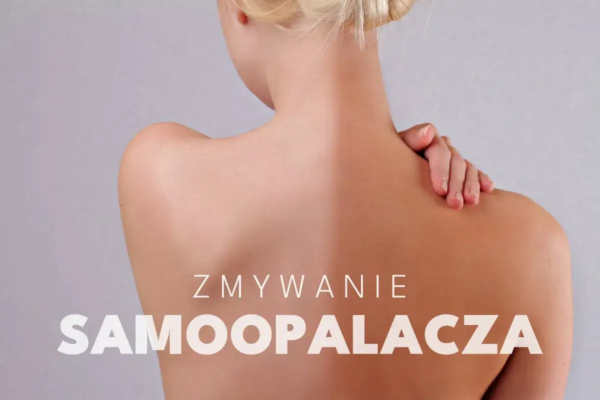 Kobieta z opalonymi plecami. Tekst: 